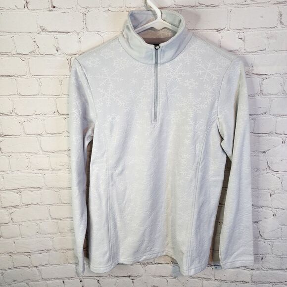 Women's Lands' End snowflake pattern zip-up sweater, size XS - Picture 1 of 6